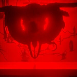 Steer skull.With blinking red light